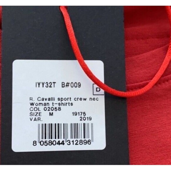 Roberto Cavalli Sport Red Graphic Print Crewneck T-Shirt Glitter Short Sleeve M - Picture 5 of 8